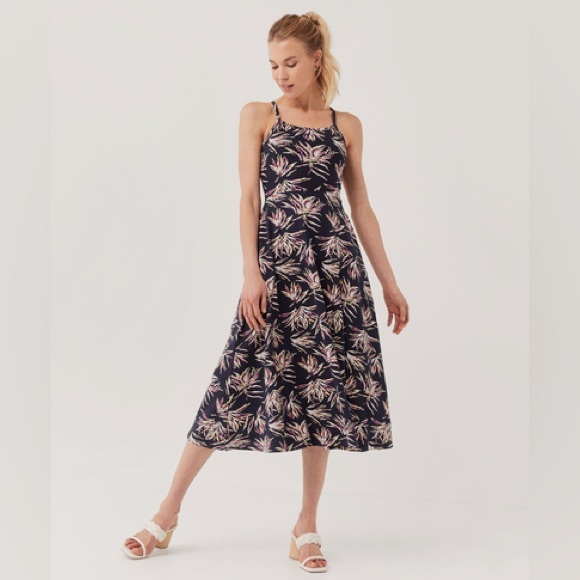 Pact Fit and Flare discontinued tropical print dress small - Picture 2 of 4